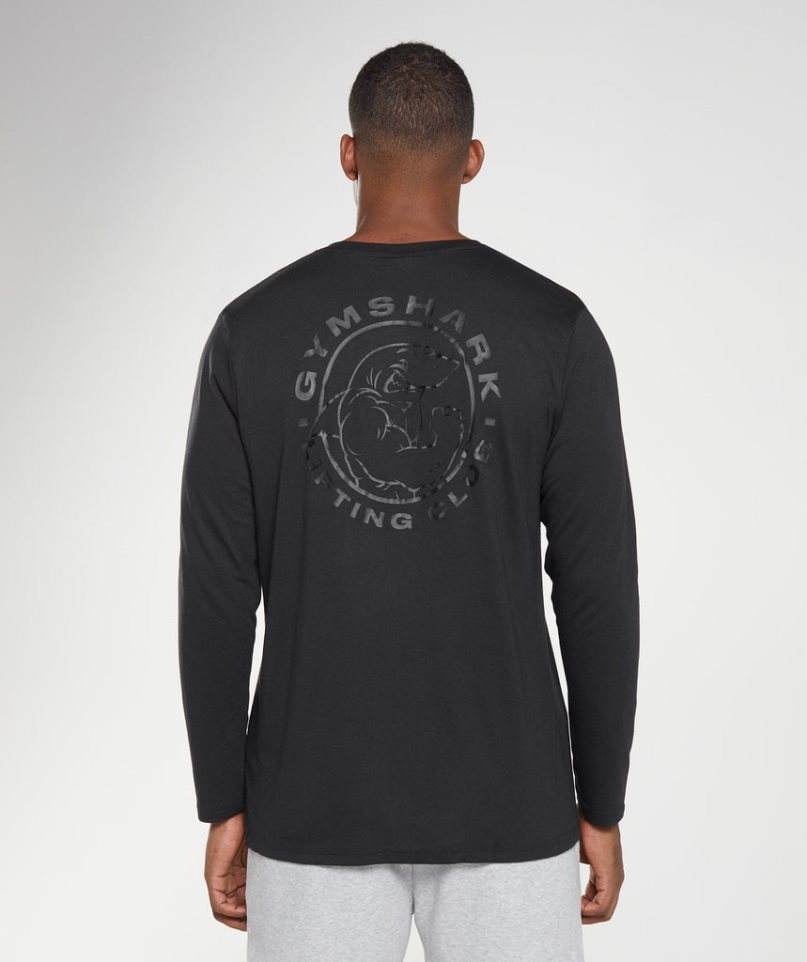 Men's Gymshark Legacy Long Sleeve T-Shirts Black | NZ 0FOLTD